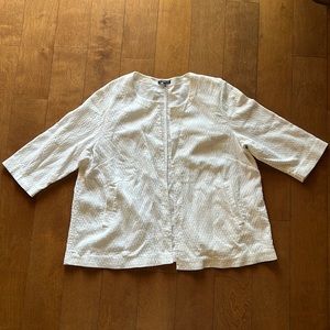Eileen Fisher white textured cardigan/ light jacket